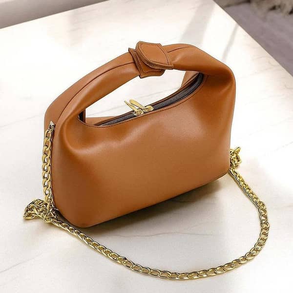 Lyra Brown Shoulder Bag with Gold Chain