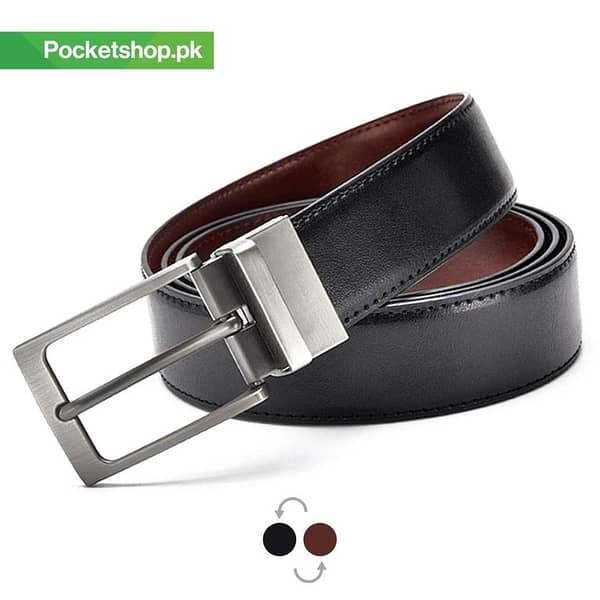 Men's Rotatable Buckle Belts - Double-Sided in Dark Brown and Black