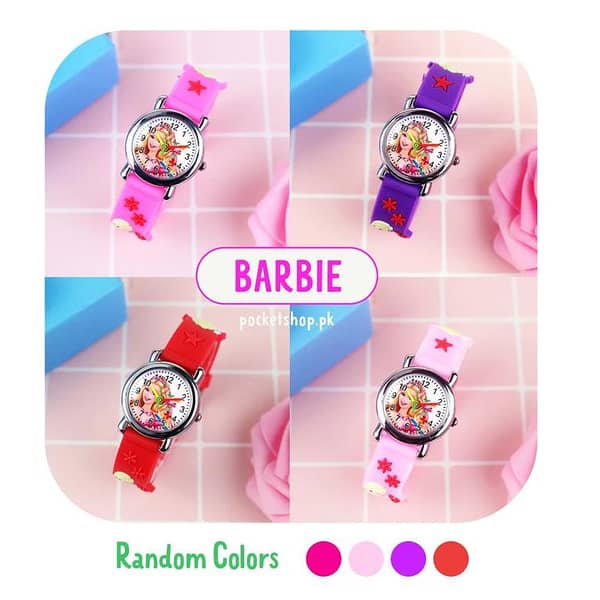 Barbie Kids Watch with Soft Rubber Strap in Vibrant Colors for Girls