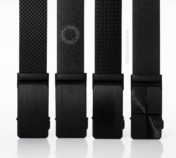 Men's Adjustable Auto Lock Buckle Belt - PVC Rubber-Leather - 48 Inch