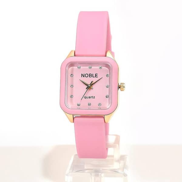 Korean Square-Dial Watches for Girls | Golden Dial with Soft Silicone Strap | Perfect Gift for Women