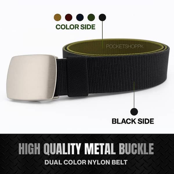 Nylon Belts for Men with Metal Buckle in Dual Colors - Adjustable Silver and Black Buckle
