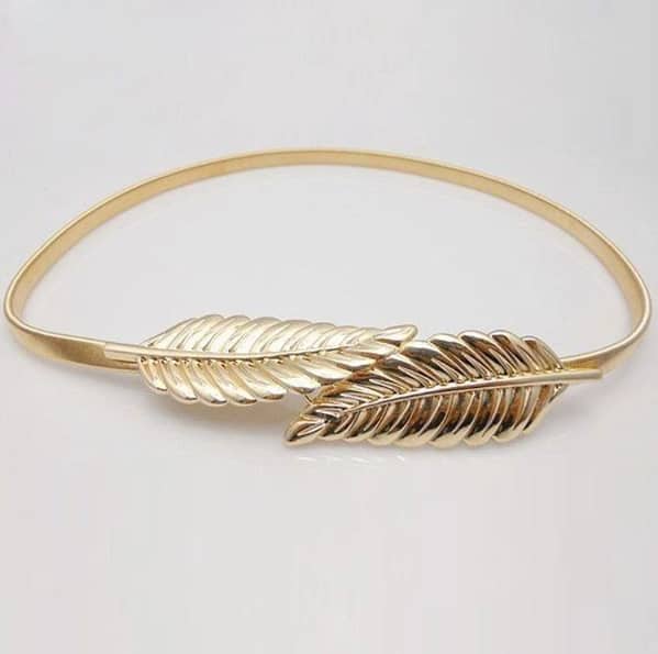 Elastic Metal Golden Leaf Belt for Girls | Greek-Inspired Fashion Belt for Women | Contemporary Accessories