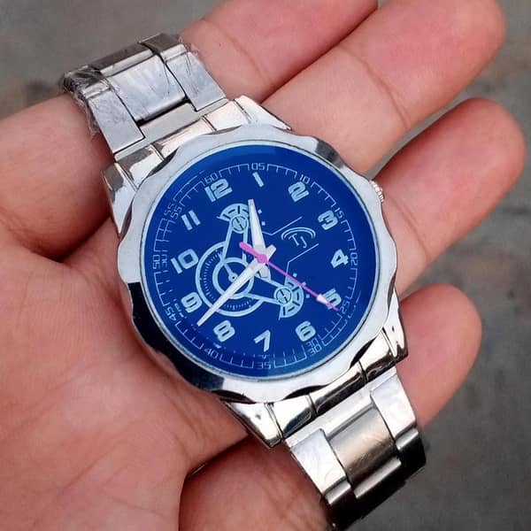 Silver-Tone Chain Watches for Men and Boys with Sub-Dials and Gift Box