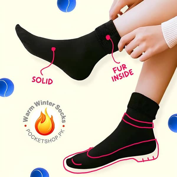 Pocketshop Winter Ankle Socks for Women and Girls with Fleece Velvet Lining