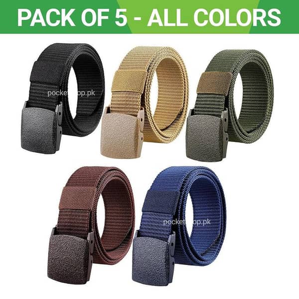 Adjustable Nylon Belts for Men - Set of 4, 5, or 6 - Lightweight and Travel-Friendly
