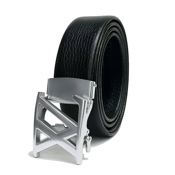 Designers Auto Lock Belt for Men and Boys with Faux Lychee Strap and Metal Buckle