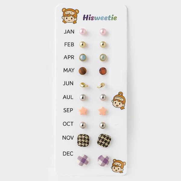 12-Month Earring Set – Stylish Stud Earrings for Every Month