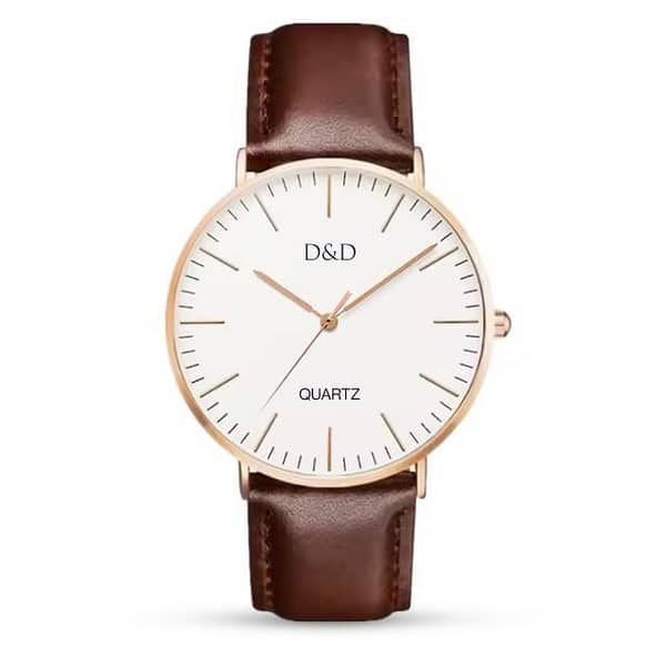 Evergreen Simple Watch for Boys and Men with a Thin Round Dial and Synthetic Leather Strap
