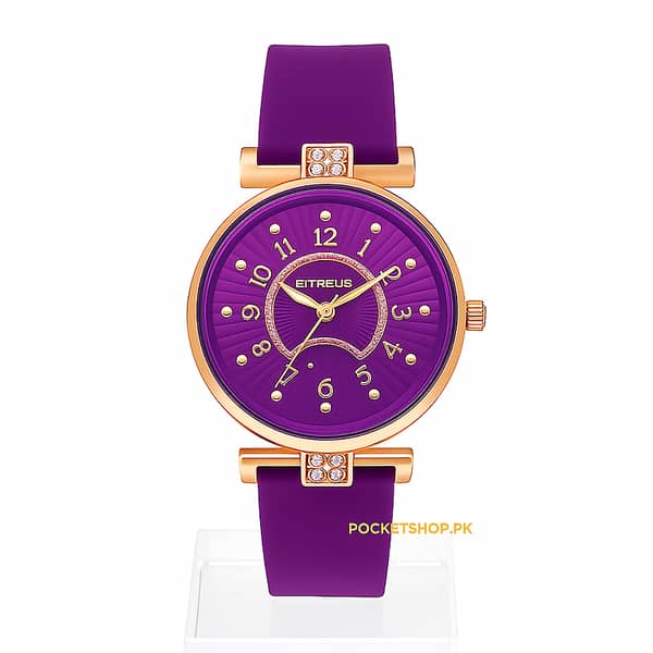 Korean Style Women's Watches with Silicon Strap and Metal Clasp