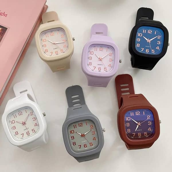 Pocketshop Square Dial Watch for Men and Women with Rubber Straps | Casual Silicon Pointer Watch