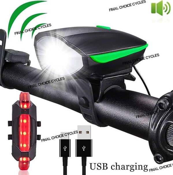 IMPORTED FRONT LIGHT WITH TAIL LIGHT PACKAGE TYPE C CHARGING BOTH WITH HORRAN 90% LIMITED TIME SALE OFFER