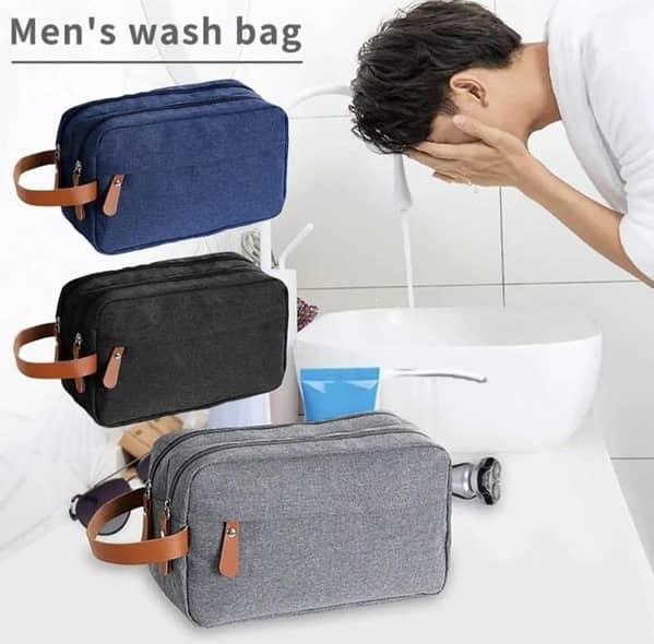 RN Universal Travel Men Double Zipper Toiletry Organizer Pouch for Travel Gadgets and Toiletries