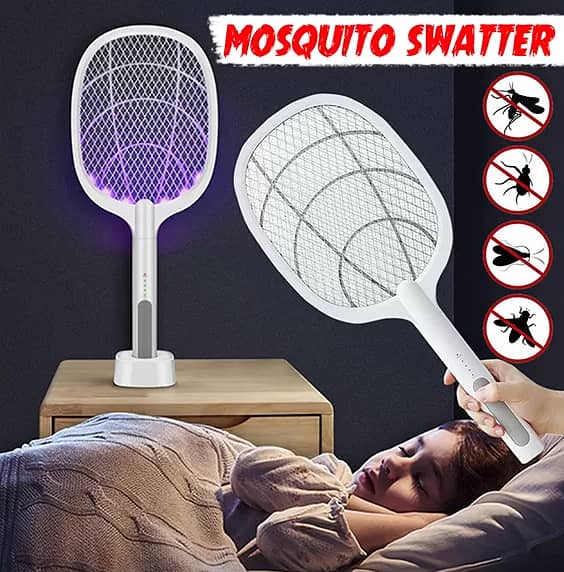 RN 2-in-1 Electric Bug Zapper and Mosquito Trap Lamp with USB Rechargeable Fly Swatter, Safe Touch 3-Layer Mesh for Home and Outdoor