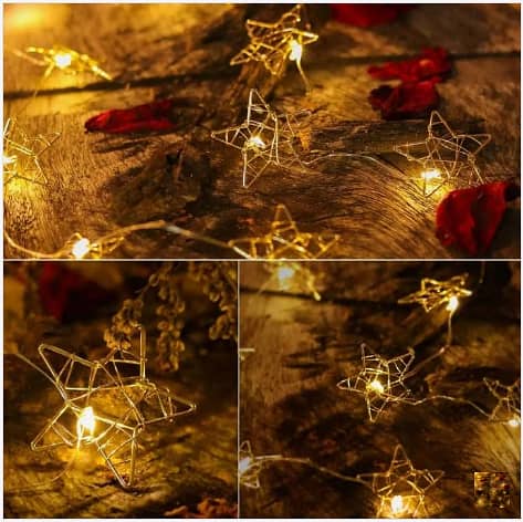RN 10 LED Star String Lights - Decorative Indoor & Outdoor Metal Design for Weddings and Parties