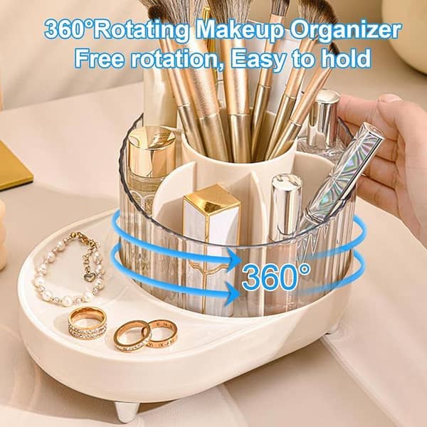 RN Cosmetics Acrylic Perfume Organizer with 7 Adjustable Layers - 360-Degree Rotating Stand for Bathroom and Vanity Storage