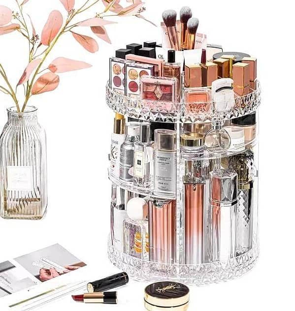 KOROPAL 360 Degree Rotating Makeup Organizer and Cosmetic Storage Box