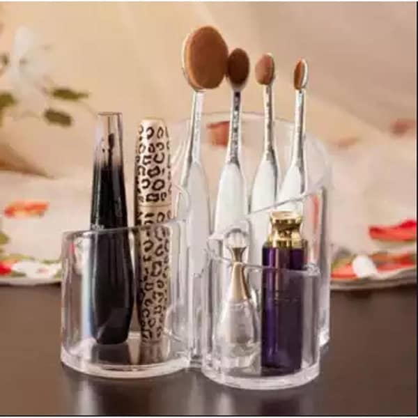 RN Makeup Organizer - Transparent Acrylic Storage Box with 3 Compartments. . .