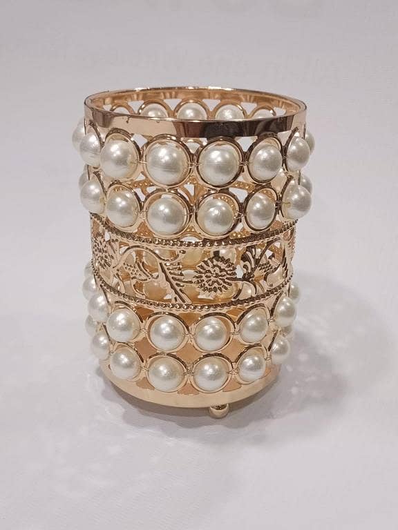 RN Crystal Makeup Brush and Liner Mascara Holder Organizer with Round Design - Storage Container for Home and Office