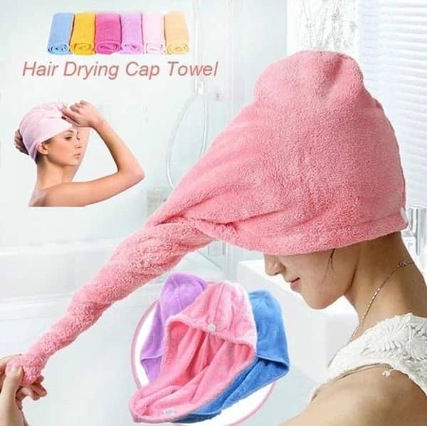 RN Hair Dryer Cap Towel - 100% Cotton Quick Dry Wrap for Shower and Bath - Versatile Hair Turban for All Hair Types