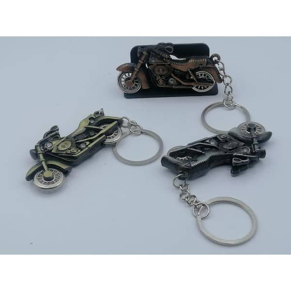 RN Metal Bike-Shaped Key Chain and Motor Car Key Ring - Black