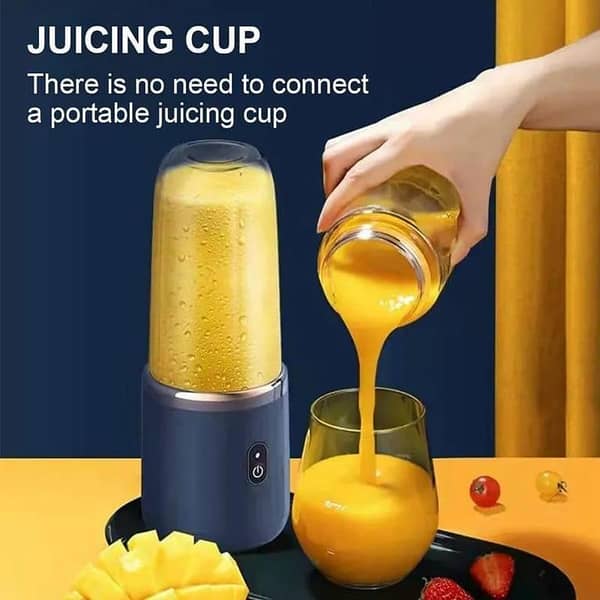 RN Mini USB Rechargeable Juicer Blender - Portable 400ml Personal Blender with 6 Blades for Smoothies
