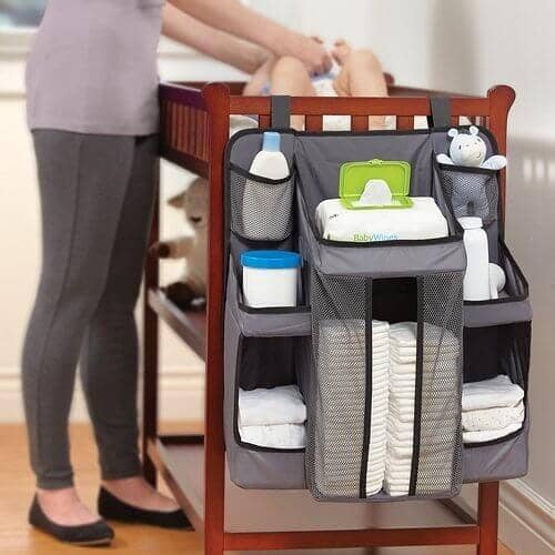 RN Nursery Organizer and Blue Baby Diaper Caddy for Hanging Storage