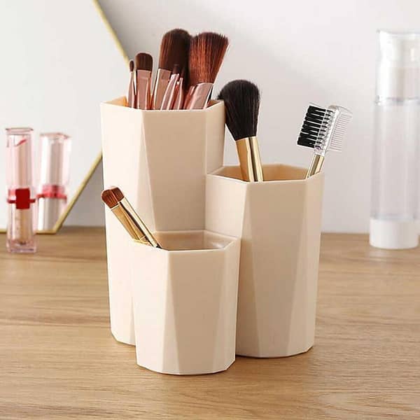 RN 3-Compartment Storage Organizer for Makeup Brushes, Nail Polish, and Pens
