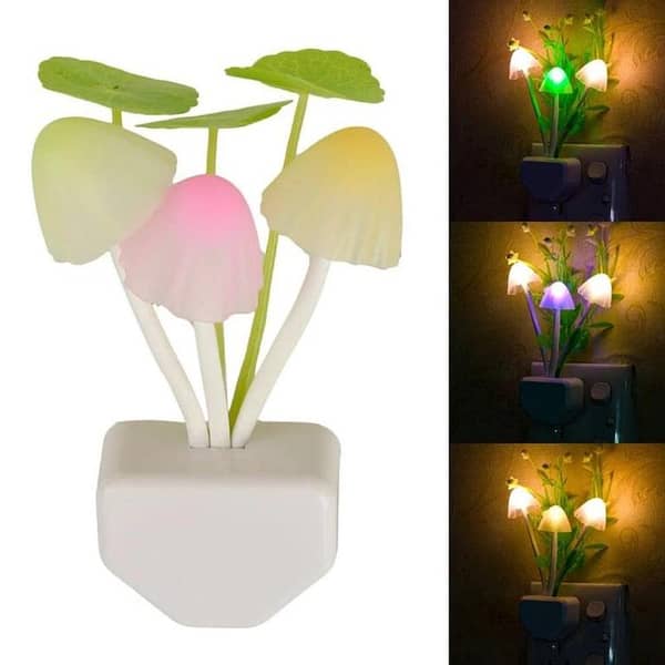 RN Automatic Color-Changing Mushroom Night Light Wall Lamp - LED Sensor Lamp for Home Use