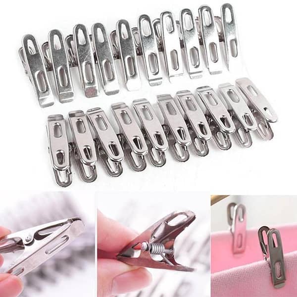 RN Stainless Steel Windproof Laundry Clips Set for Towels, Clothes, and Socks - Household Storage Solution