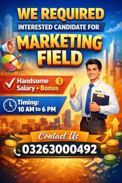 product marketing kly larky chaiye mujhy  salary +comesion 03096442378