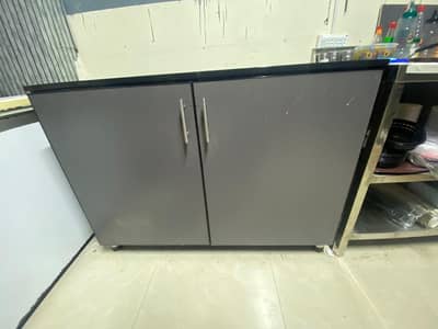 Iron Wood Stand with Cabinet