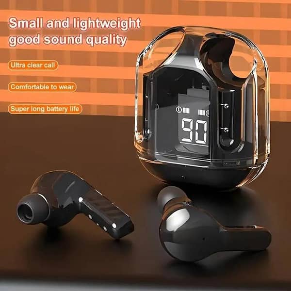 New Air 31 Earbuds Transparent Wireless airpods - Compatible with All Mobile Phones Black