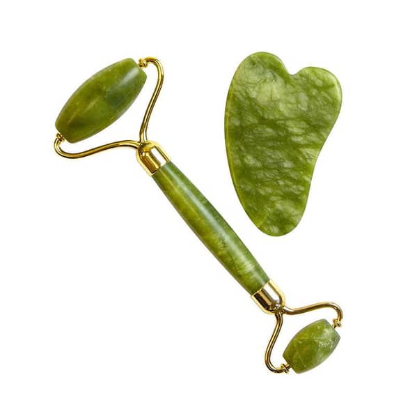 Jade Roller and Gua Sha Set for Facial Care - Natural Anti-Aging Stone Tools for Skin Rejuvenation and Lymphatic Drainage