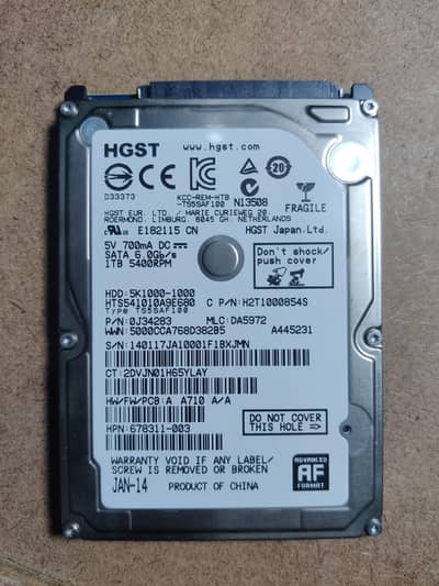 HGST 1 TB laptop drive 100% health
