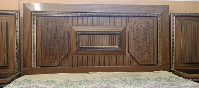 Bed With Side Table & 3 Door Almari for sale