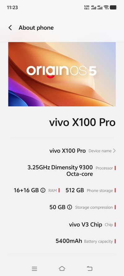 VIVO X100 PRO 16/512 official pta tax paid