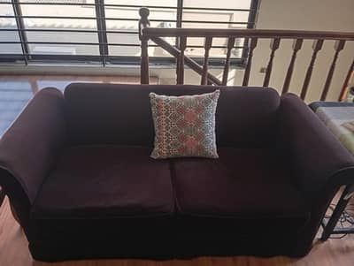 Comfortable 2-Seater Sofa – Deep brown plush suede fabric