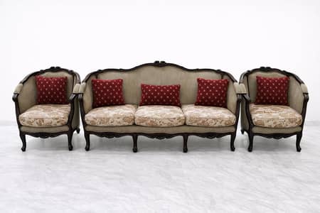 Premium Rosewood Sofa Set – 3 Seater + 2 Single Chairs | Solid Wood