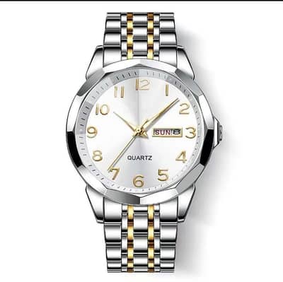 Luxury Steel Men’s Watch – Dual Calendar Quartz (Luminous)