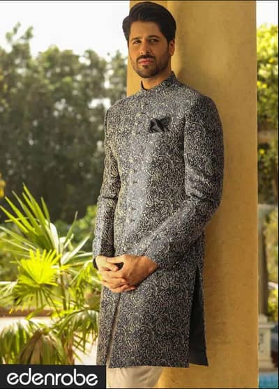 Edenrobe Cotton Sherwani for Men
