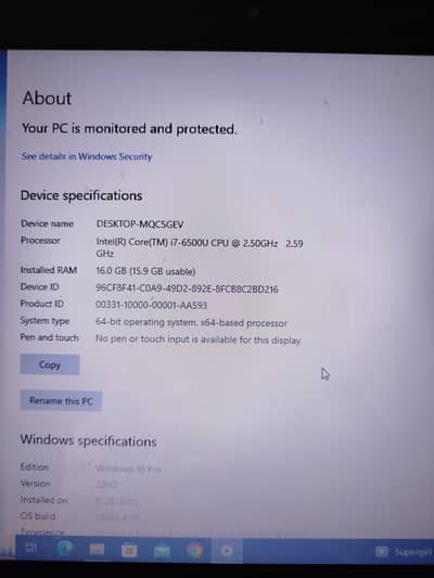 HP probook i7 6th generation 16gb ram M2 512gb