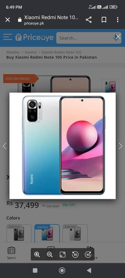 redmi note 10s. 6+5. ram. 128 memory hia. good battery time hai