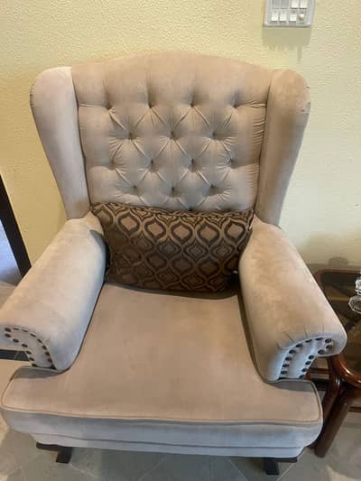 2 wing chairs for sale with a coffee table