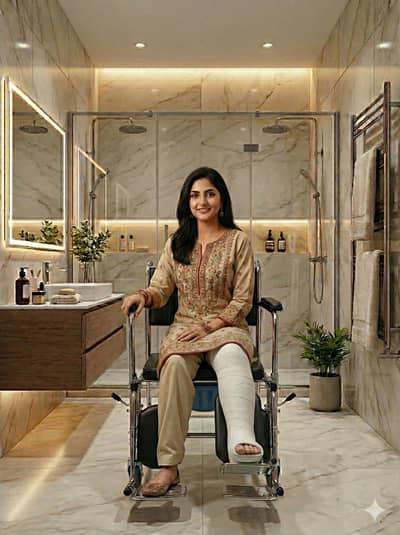 Heavy Duty Commode Wheelchair for 200kg patient Extra Wide 22" Seat