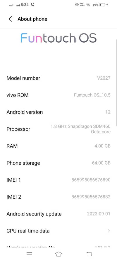 vivo v2027 good condition pti approved  03246528411