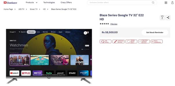 Dawlance Blaze Series Google Smart TV Led 32” (Model: E22)