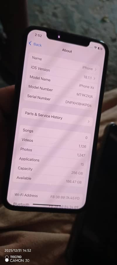 I phone xs 256 non pta ten by ten just batry  change but original wali