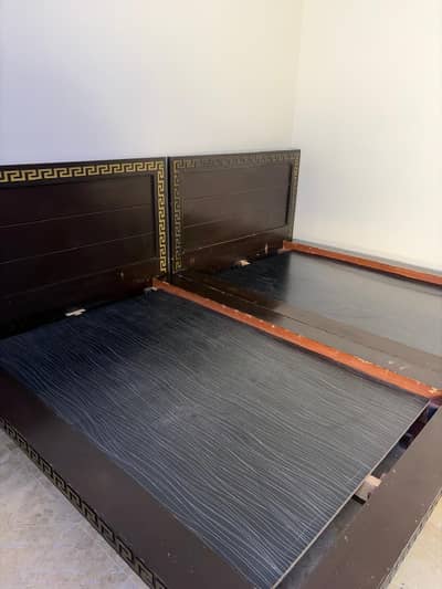 2 Solid Wooden Single Beds with master Molty mattress- strong durable