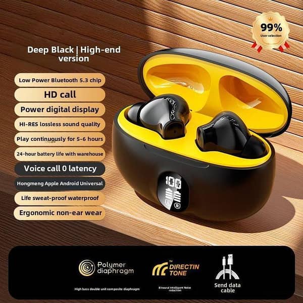 New Wireless Earbuds with LED Display - High-Quality Black - Stock Clearnce Sale
